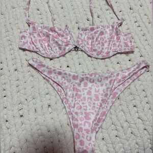 Pink Leopard Print Bikini Set